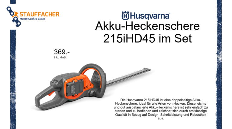 Husqvarna Akku-Heckenschere 215iHD45 Set